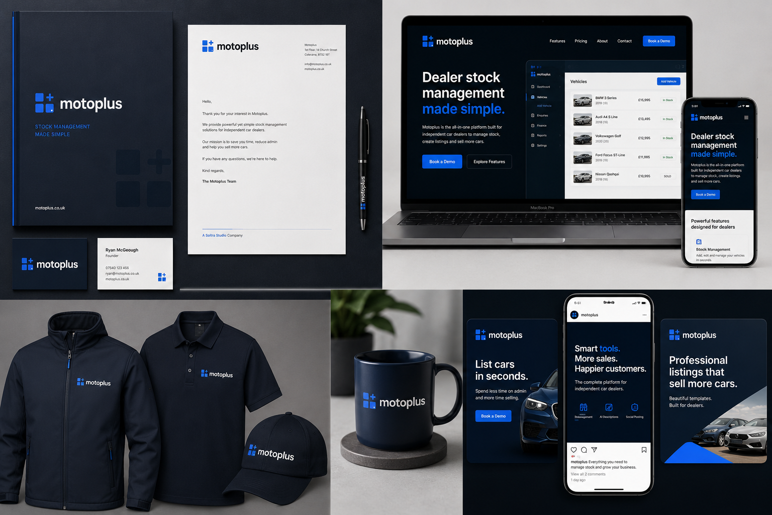 Consistent brand identity applied across business materials