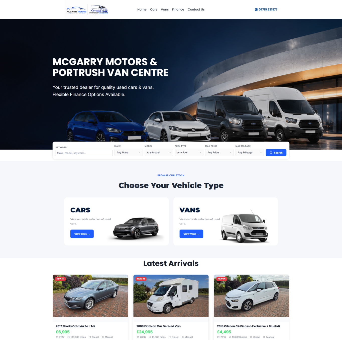 McGarry Motors website powered by Motoplus